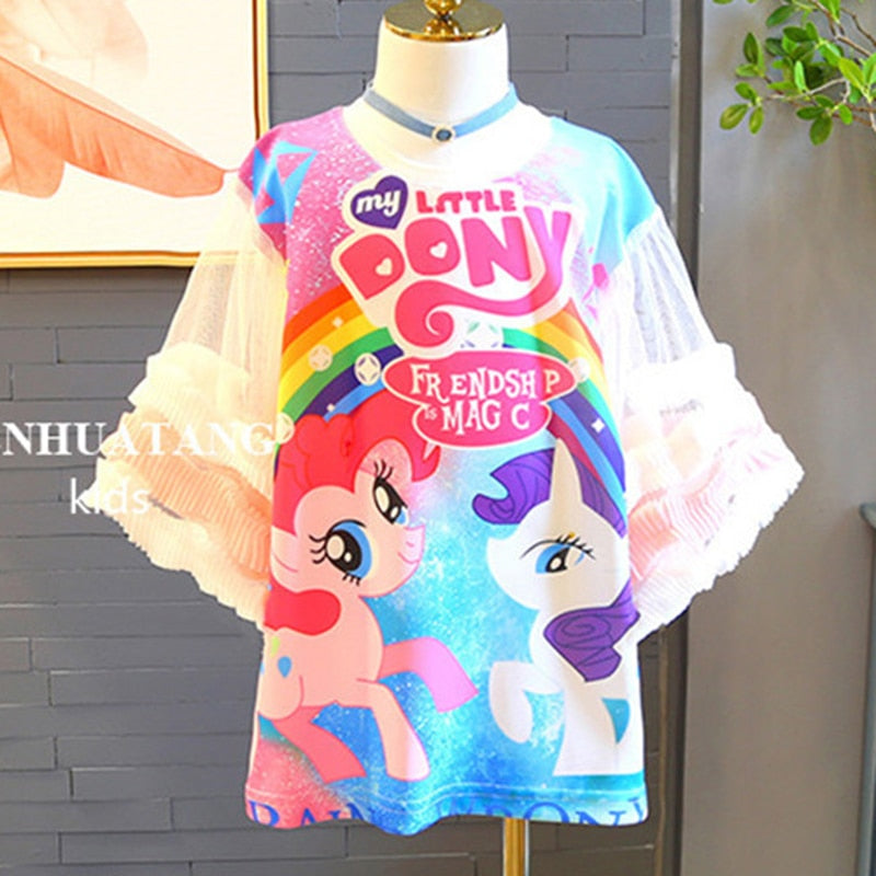 Baby Girl Clothes  My Little Poli Foal Children's Clothing Girl Costume Cute Pony Princess Dress Tulle Rainbow Dress