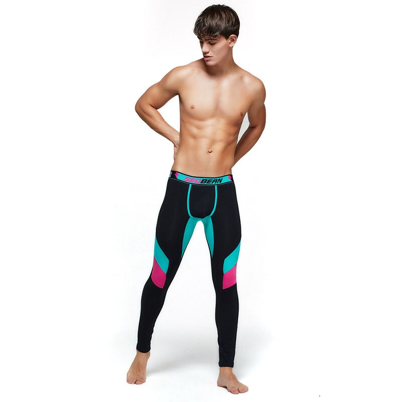 Mens Long Johns & Leggings Gym Fitness Running Compression Pants Elastic Slim Long Underwear Sport Trousers