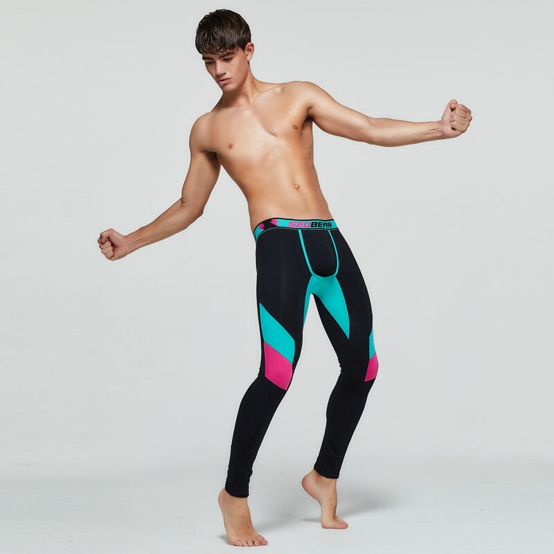 Mens Long Johns & Leggings Gym Fitness Running Compression Pants Elastic Slim Long Underwear Sport Trousers