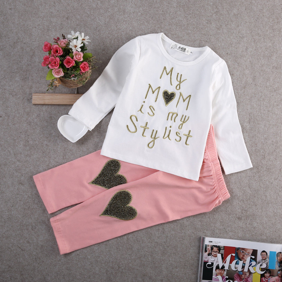 Toddler Kids Baby Girls Clothes Toddler Kids T-shirt Tops + Long Pants Trousers 2pcs Outfit Clothing Set