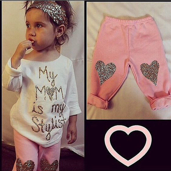 Toddler Kids Baby Girls Clothes Toddler Kids T-shirt Tops + Long Pants Trousers 2pcs Outfit Clothing Set