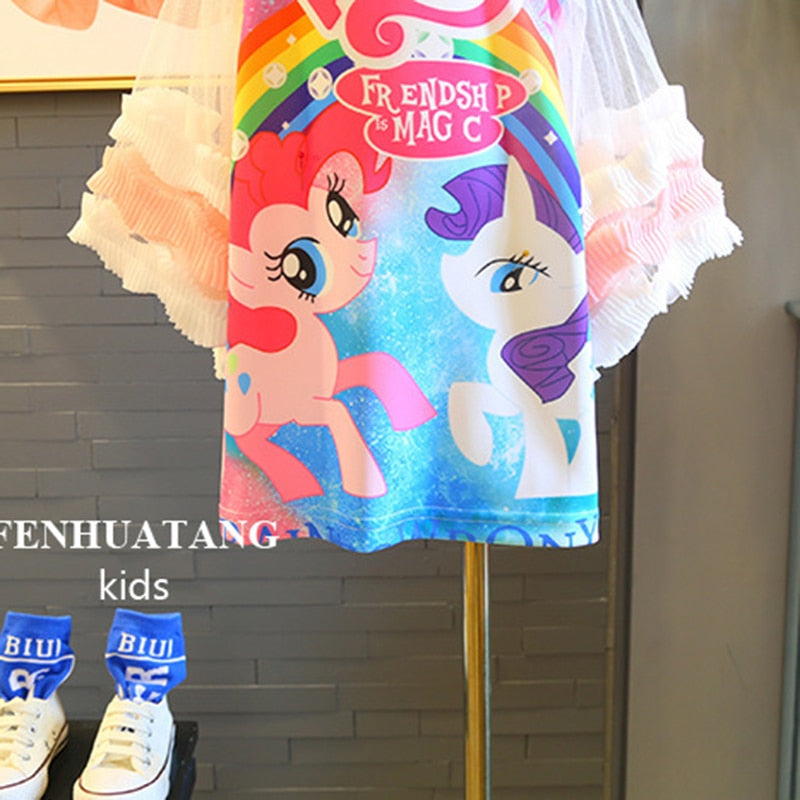 Baby Girl Clothes  My Little Poli Foal Children's Clothing Girl Costume Cute Pony Princess Dress Tulle Rainbow Dress