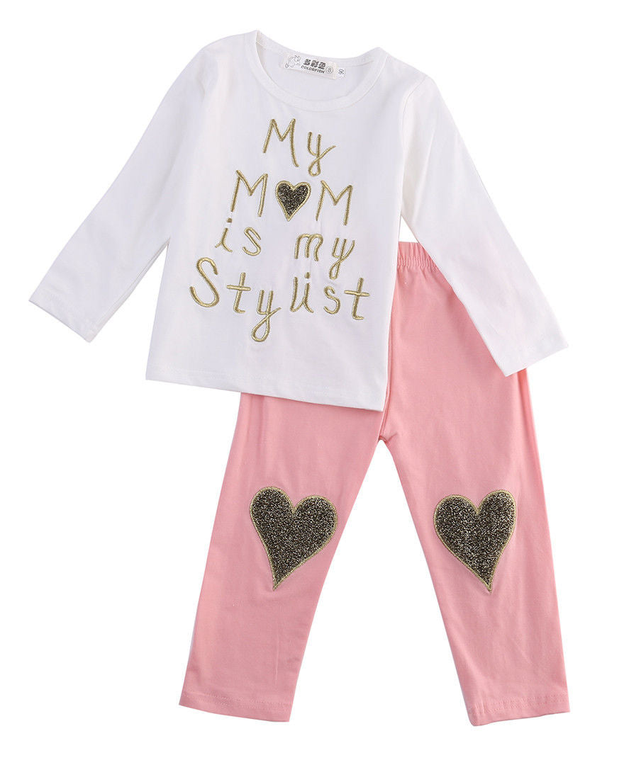 Toddler Kids Baby Girls Clothes Toddler Kids T-shirt Tops + Long Pants Trousers 2pcs Outfit Clothing Set