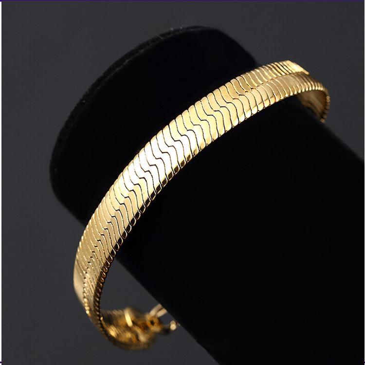 14K Yellow Gold Plated Classic Herring Bone