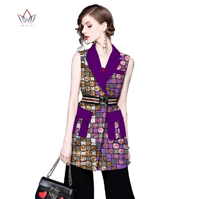 Women African Clothing Dashiki women top notched African Style Sleeveless Outwear Africa Print clothing