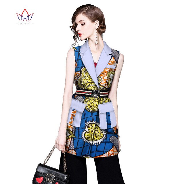Women African Clothing Dashiki women top notched African Style Sleeveless Outwear Africa Print clothing