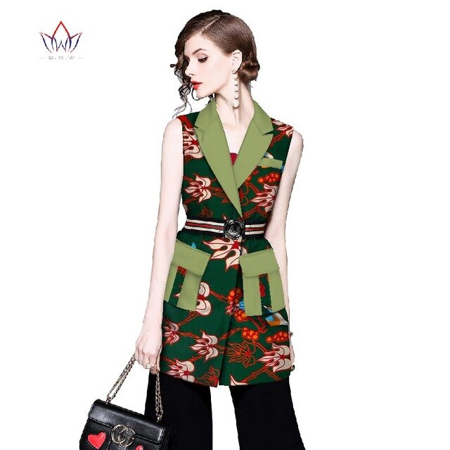 Women African Clothing Dashiki women top notched African Style Sleeveless Outwear Africa Print clothing