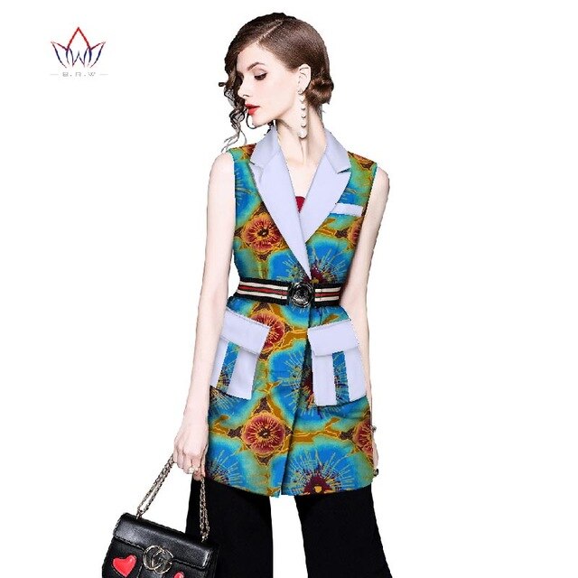 Women African Clothing Dashiki women top notched African Style Sleeveless Outwear Africa Print clothing