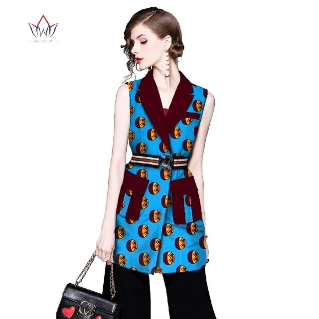 Women African Clothing Dashiki women top notched African Style Sleeveless Outwear Africa Print clothing