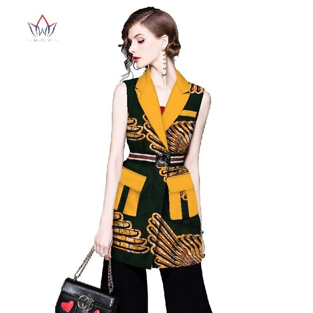 Women African Clothing Dashiki women top notched African Style Sleeveless Outwear Africa Print clothing