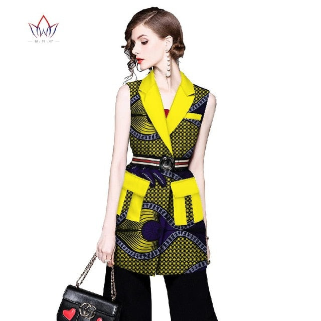 Women African Clothing Dashiki women top notched African Style Sleeveless Outwear Africa Print clothing