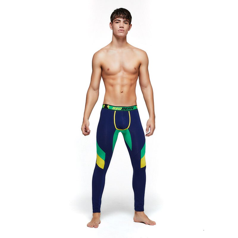 Mens Long Johns & Leggings Gym Fitness Running Compression Pants Elastic Slim Long Underwear Sport Trousers