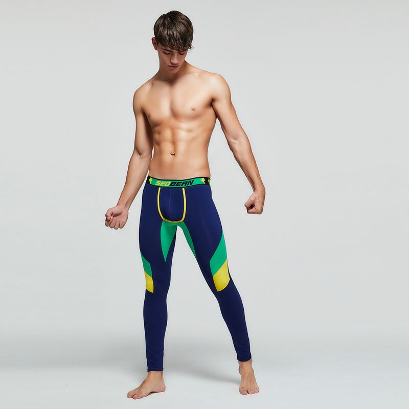 Mens Long Johns & Leggings Gym Fitness Running Compression Pants Elastic Slim Long Underwear Sport Trousers
